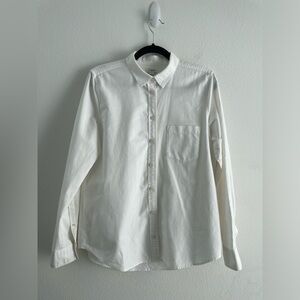 Men’s J. Crew Factory white button up collared thick dress shirt 100% cotton | S